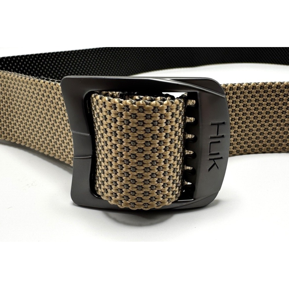 Huk Performance Web Belt Mens OS Woven Nylon Khaki  Adjustable Fishing Belt
